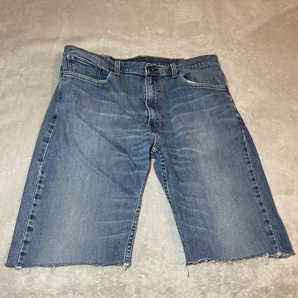Vintage‎ Y2K Levis 505 Mens Cut Off Denim Jean Shorts Blue 38 Regular Fit Skate
